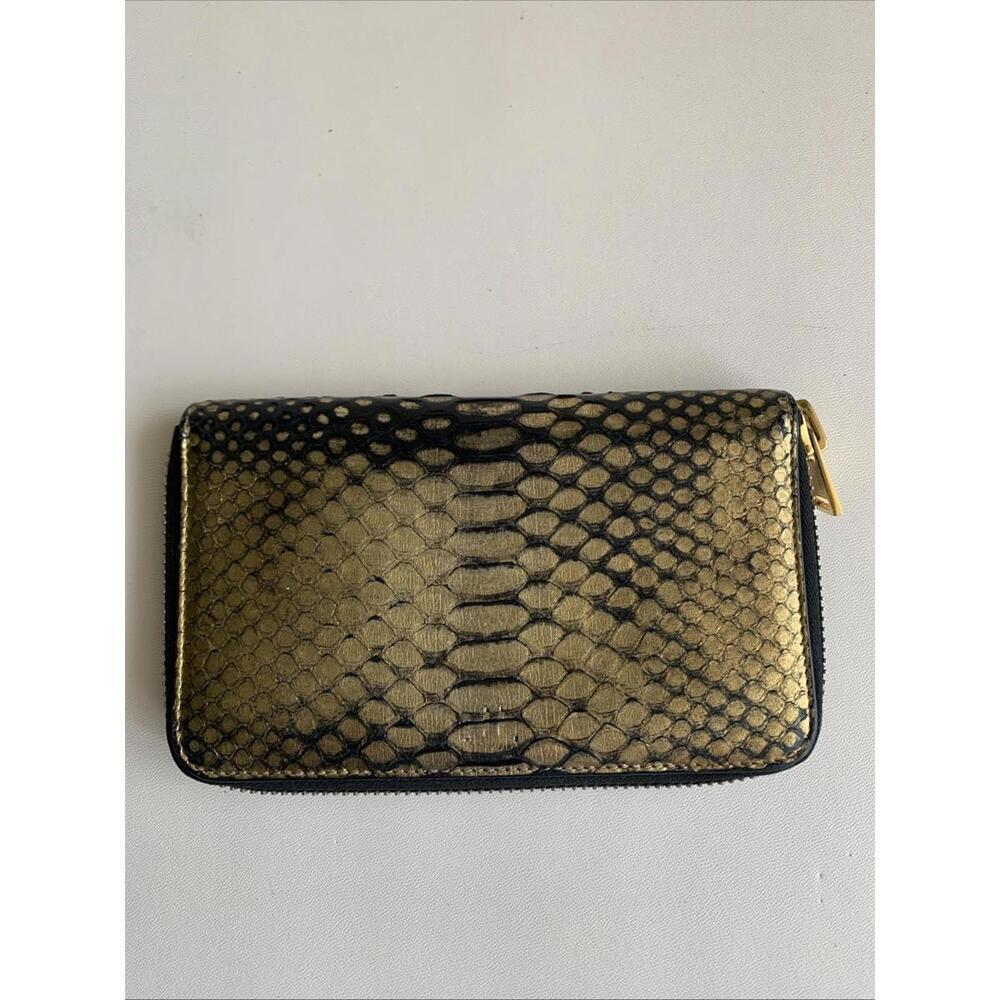 Authentic Tom Ford Metallic Python Zip Around Wal… - image 2